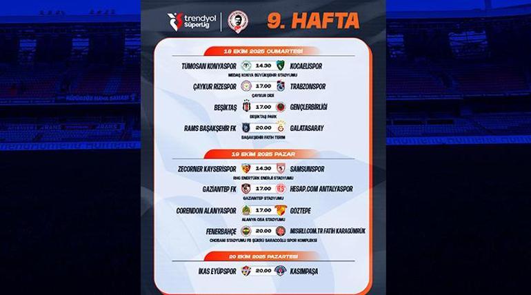 Süper Lig'de 10 Hafta: İşte Derby'nin tarihleri ​​...