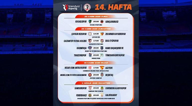 Süper Lig'de 10 Hafta: İşte Derby'nin tarihleri ​​...